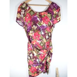 VTG Elisse Sarong Wrap Dress Womens S/M Multi Floral 90s Paisley Boho Summer
